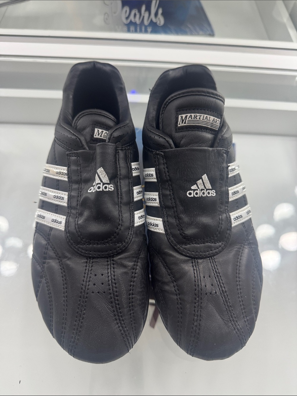 adidas Black Martial Arts Training Sneakers with White Stripes